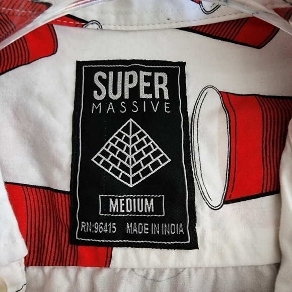 SUPER MASSIVE RED SOLO PING PONG GAME BUTTON FRONT SHIRT - Picture 8 of 10